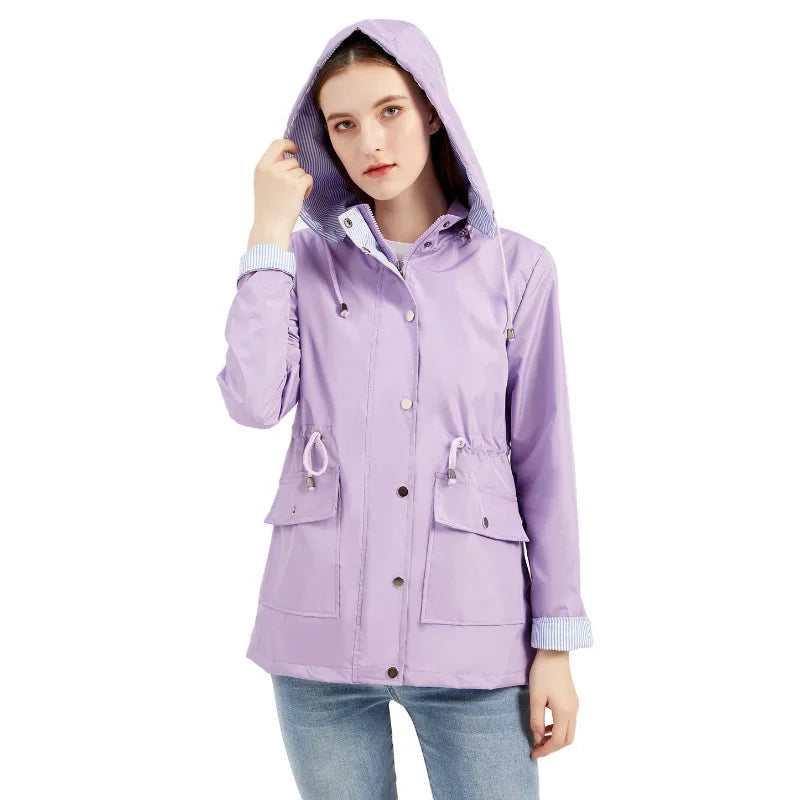 Elise | Wasserdichter Winter-Trenchcoat für Damen mit Streifen und Kapuze