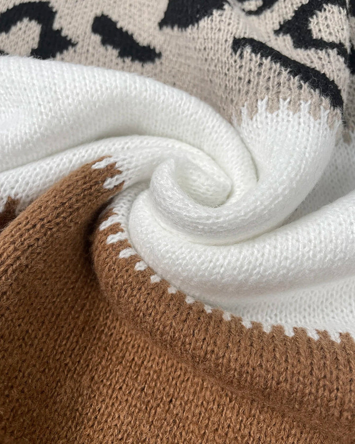 Zoe | Farbblock Leopard Pullover für Damen mit Rundhalsausschnitt