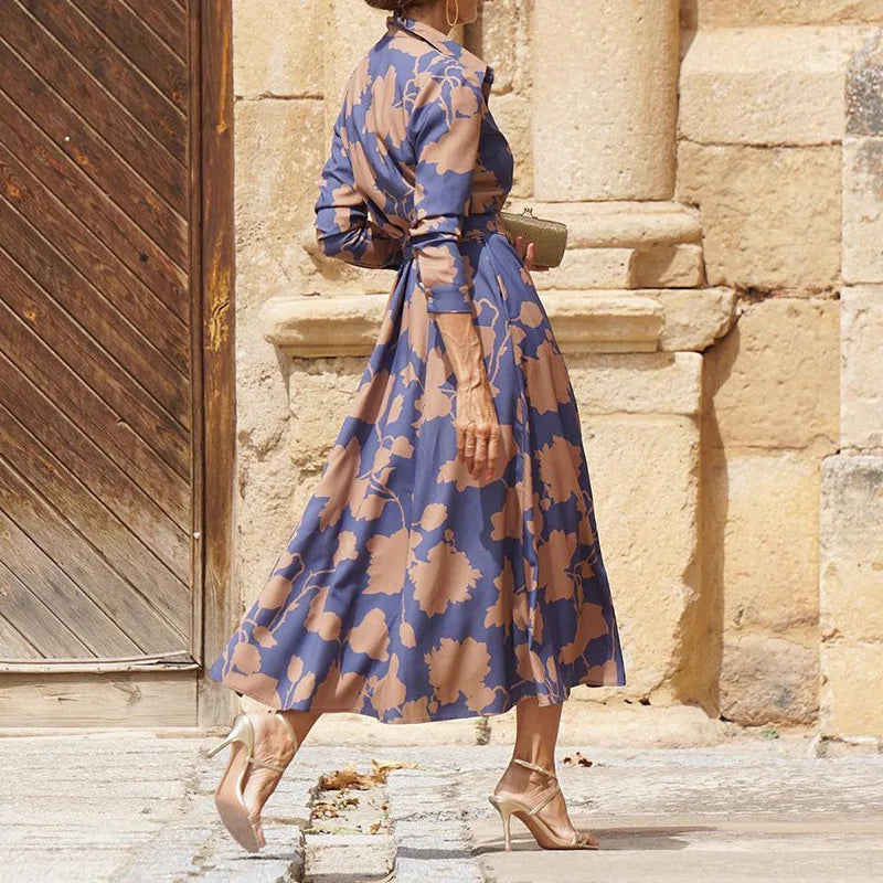 Floriza | Klassisches Hemdkleid für Damen mit Blumenmuster und langen Ärmeln