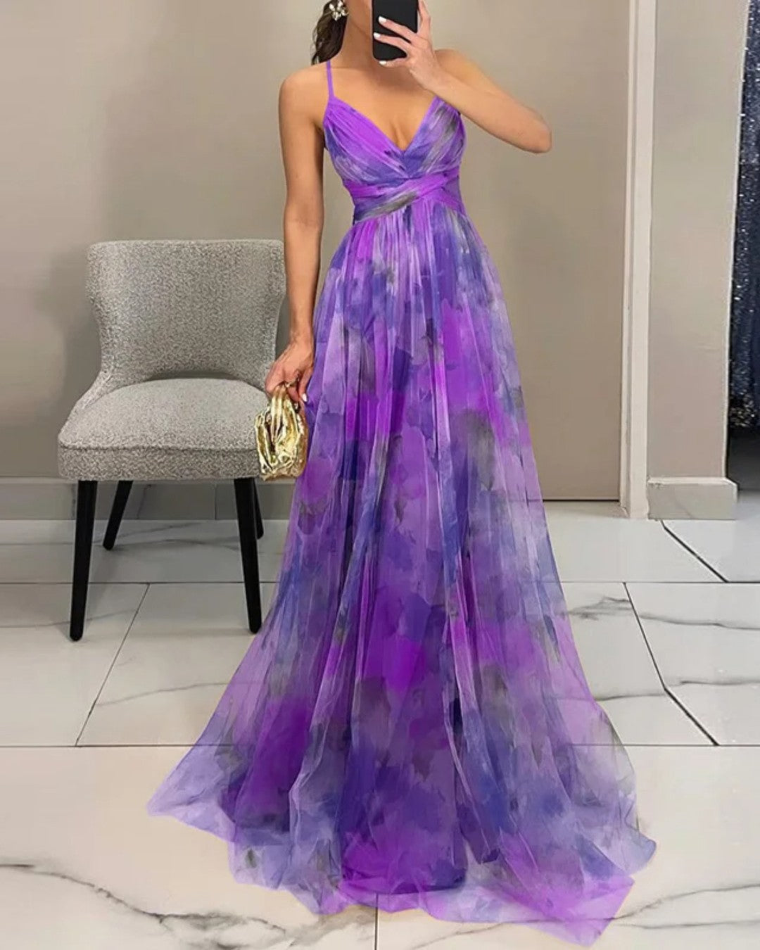 Giselle | Fesselndes Floral-Maxikleid für Damen mit V-Ausschnitt
