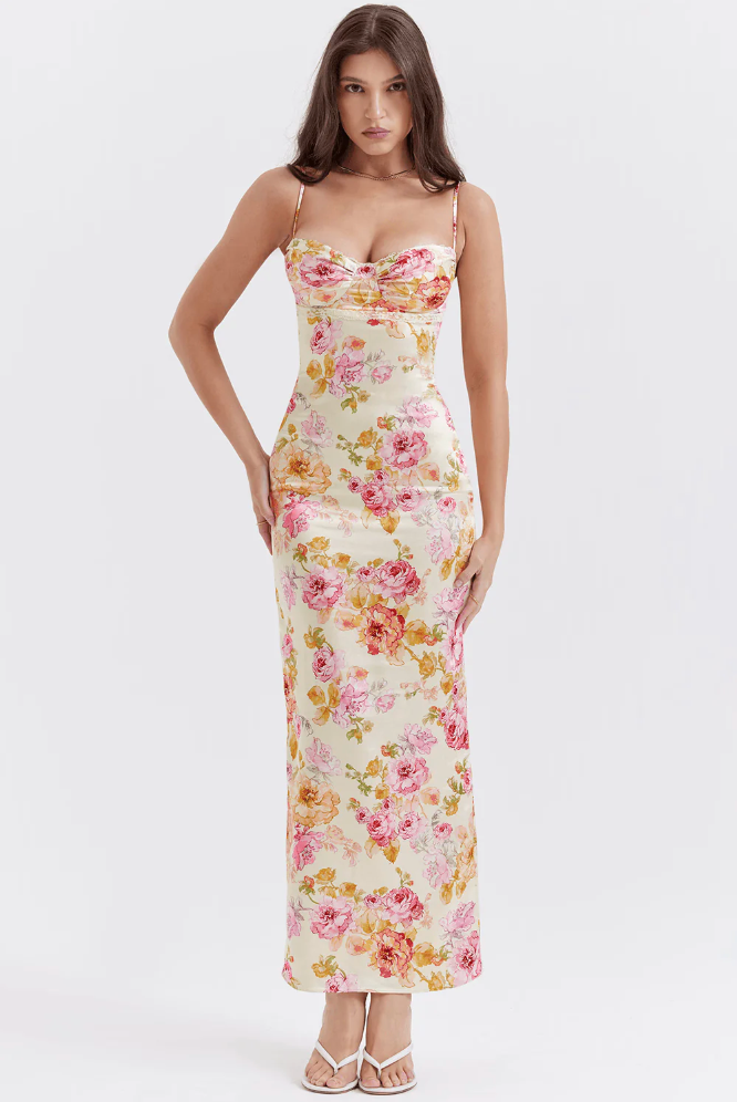 Selene | Charmantes Blumenkleid für Damen mit Spaghettiträgern