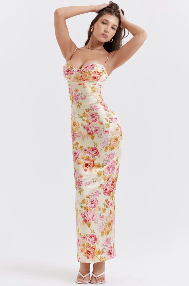 Selene | Charmantes Blumenkleid für Damen mit Spaghettiträgern