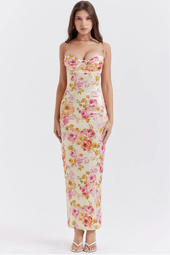 Selene | Charmantes Blumenkleid für Damen mit Spaghettiträgern