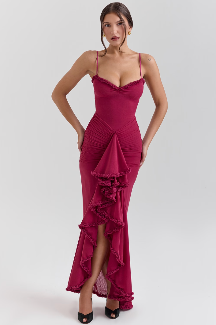 Fauna | Rüschen-Rüschenschwanz-Party-Maxikleid für Damen