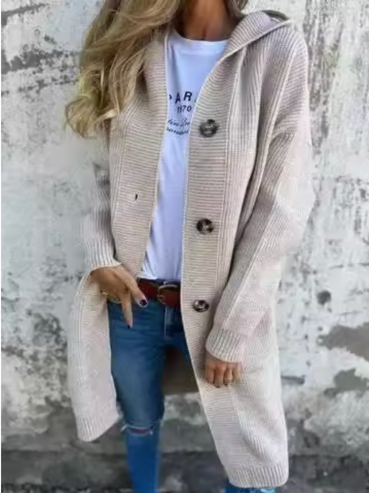 Heidi | Lässiger langer Cardigan für Damen mit V-Ausschnitt und langen Ärmeln