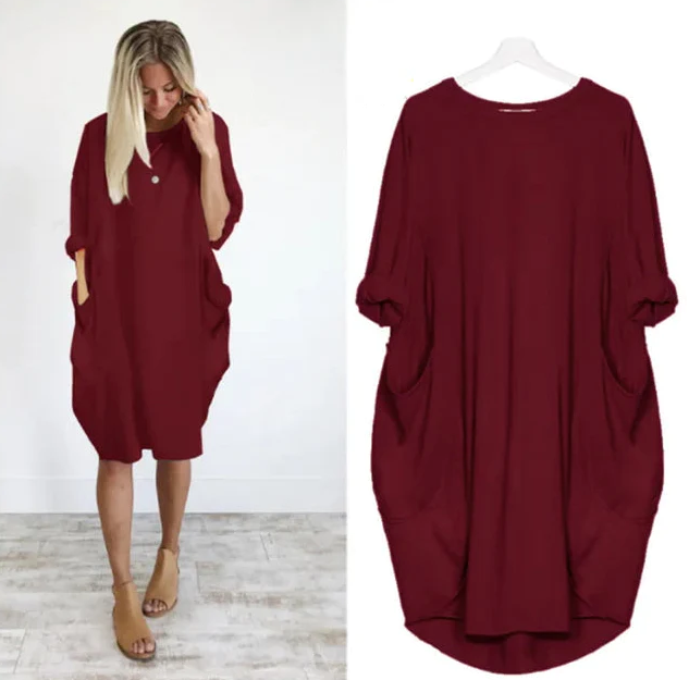 Amanda | Bequemes Bauchbedeckendes Kleid mit langen Ärmeln