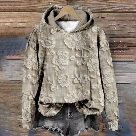 Grace | Pure Comfort Hoodie für Damen mit Blumenmuster und Rundhalsausschnitt