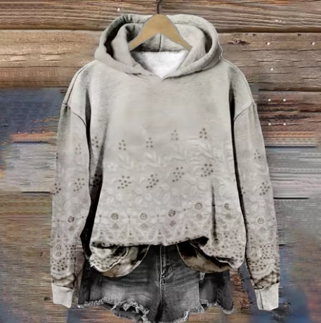 Grace | Pure Comfort Hoodie für Damen mit Blumenmuster und Rundhalsausschnitt