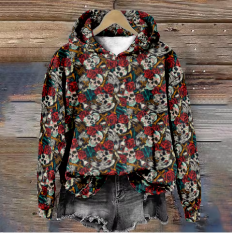 Anna | Müheloser Wärme Hoodie für Damen mit Blumenmuster und Rundhalsausschnitt
