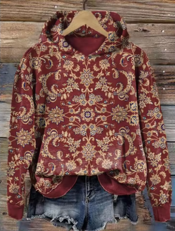 Sophie | Alltagswarme Kapuzenpullover für Damen mit Blumenmuster und langen Ärmeln