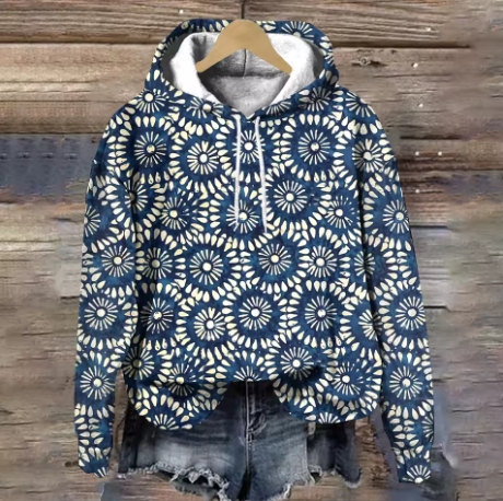 Emma | Weicher Strick-Hoodie für Damen mit Blumenmuster und Kapuze