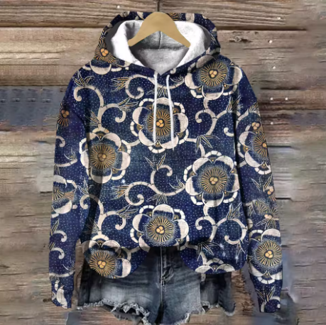 Emma | Weicher Strick-Hoodie für Damen mit Blumenmuster und Kapuze