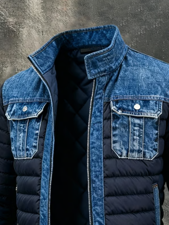 Fletcher | Gestepptes Hybrid-Denim-Jackett für Herren mit langen Ärmeln