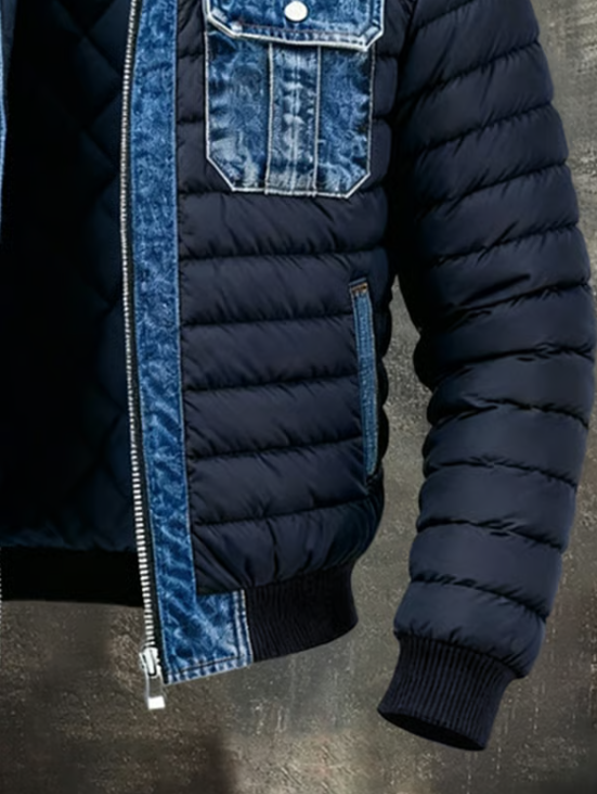 Fletcher | Gestepptes Hybrid-Denim-Jackett für Herren mit langen Ärmeln