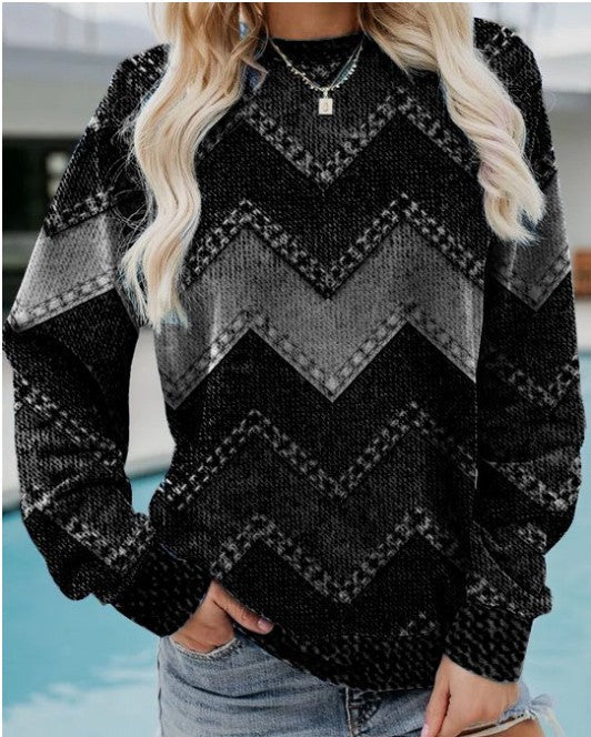 Damen Sweatshirt mit langen Ärmeln und Rundhalsausschnitt