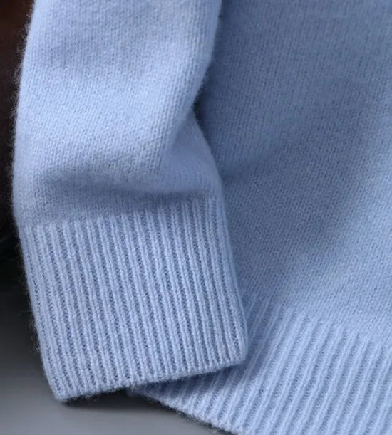 Ryan | Warm Mohair Pullover | Blau für Herren mit Rundhalsausschnitt