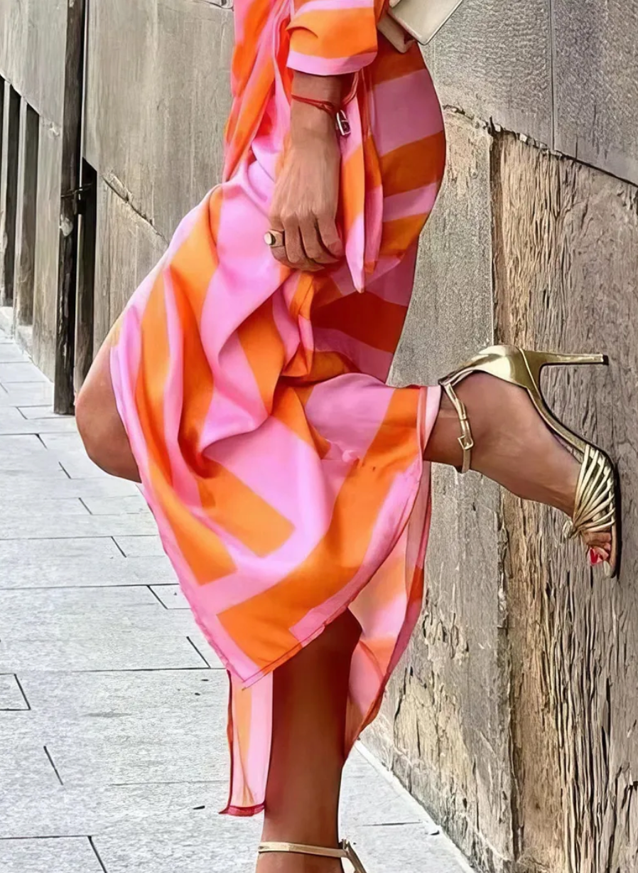 Elvina | Bedrucktes Wickelkleid für Damen mit Blumenmuster und V-Ausschnitt