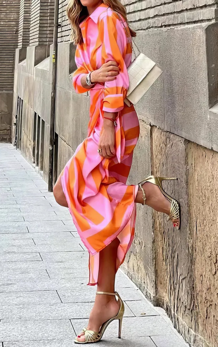 Elvina | Bedrucktes Wickelkleid für Damen mit Blumenmuster und V-Ausschnitt