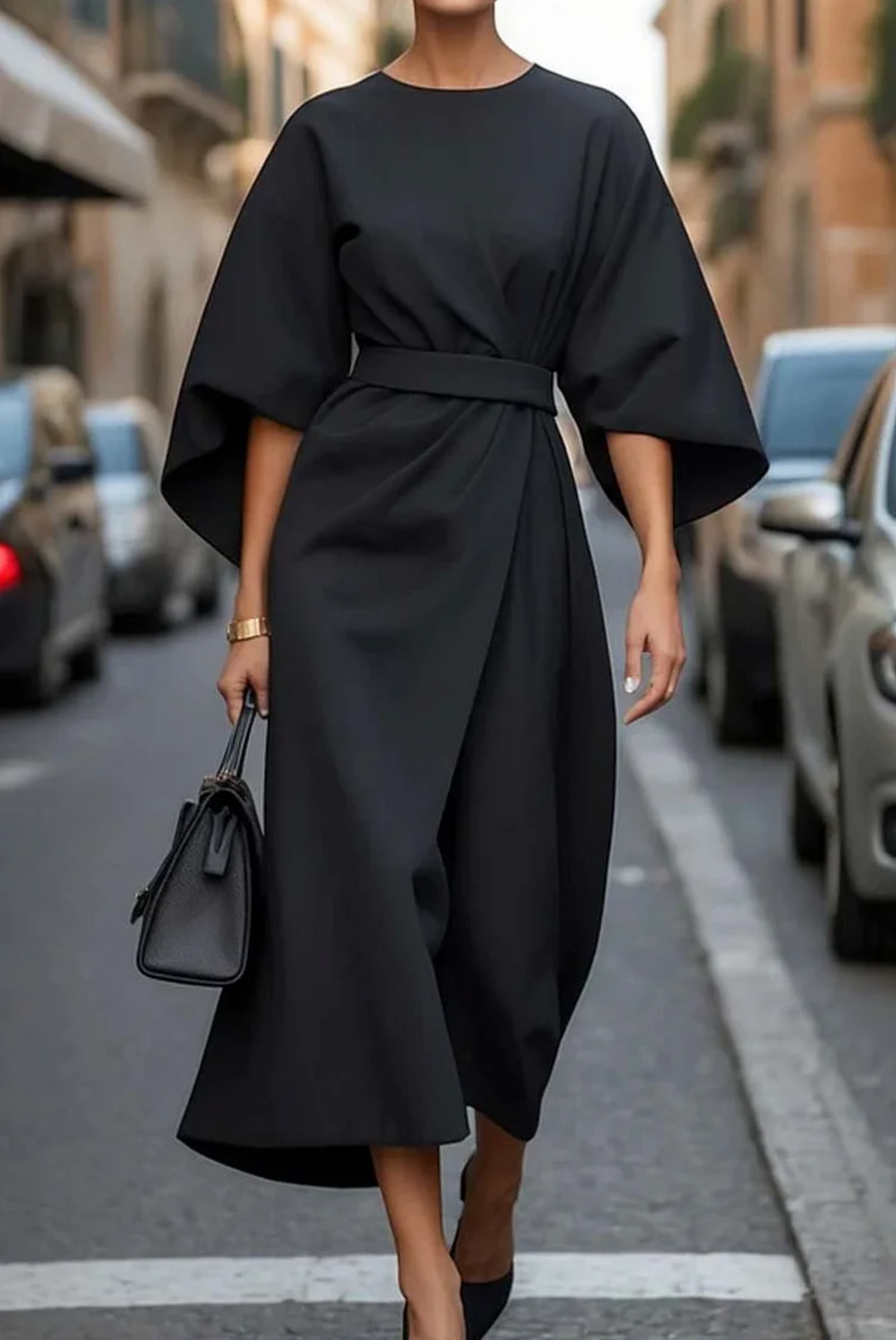 Sophia | Zeitlose Eleganz Kleid für Damen mit Rundhalsausschnitt und kurzen Ärmeln