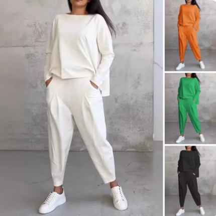 Lotte | Zweiteiliges Set für Damen mit Rundhalsausschnitt und langen Ärmeln