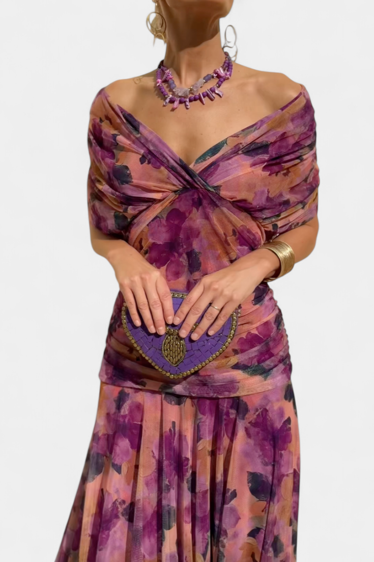 Alondra | V-Ausschnitt Langes Floral-Maxikleid für Damen