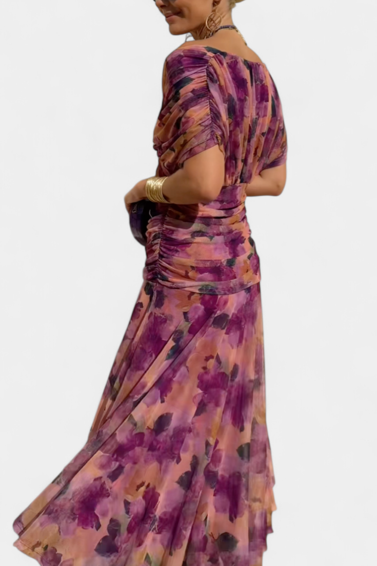 Alondra | V-Ausschnitt Langes Floral-Maxikleid für Damen
