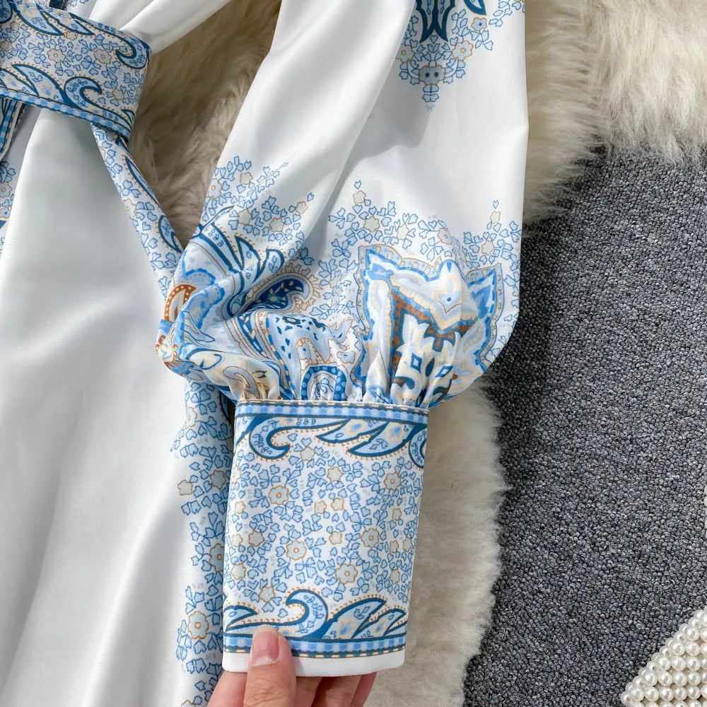 Floral A-Linienkleid für Damen mit schickem Gürtel-Detail