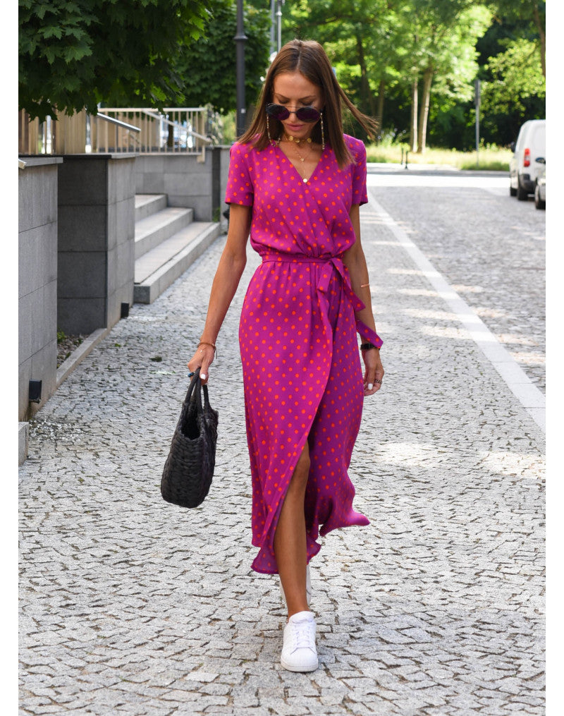 Leanne | Elegantes Kleid mit Bauchbedeckung, V-Ausschnitt und langen Ärmeln