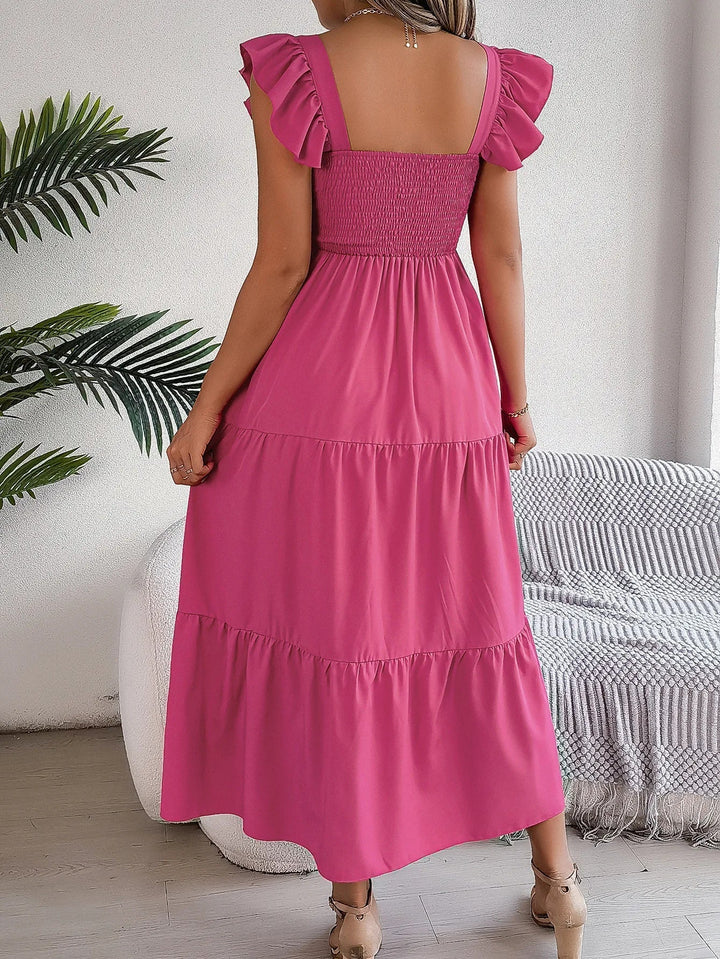 Yessa | Elegantes Stufen-Midikleid für Damen mit eckigem Ausschnitt
