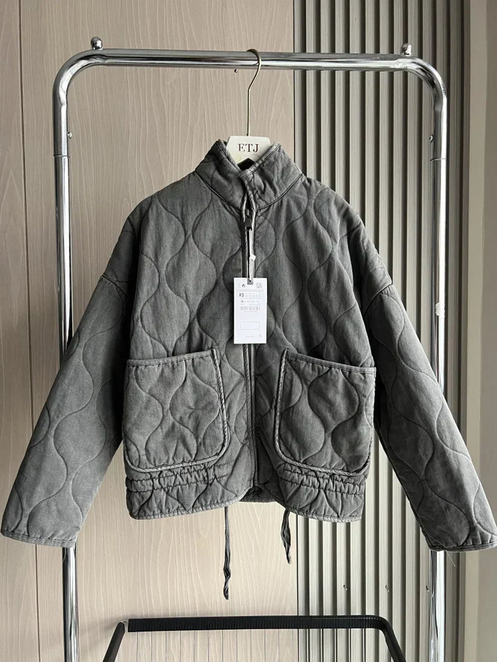 Zara | Vintage Steppjacke für Damen mit Stehkragen und langen Ärmeln