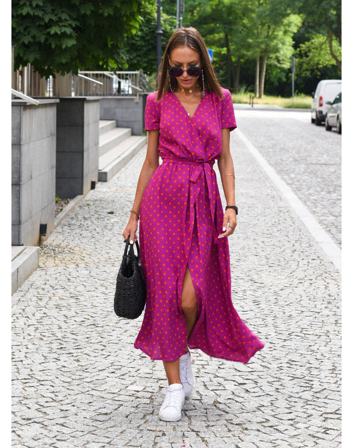 Leanne | Elegantes Kleid mit Bauchbedeckung, V-Ausschnitt und langen Ärmeln