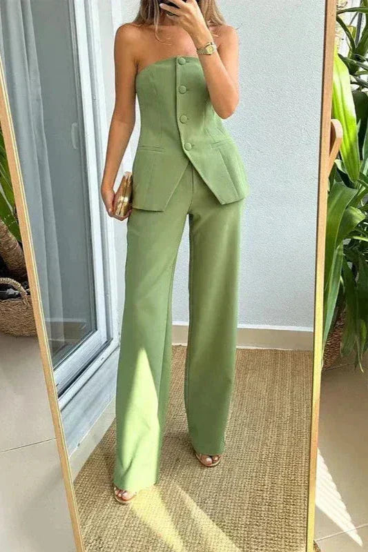 Bria | Strapless Knopf-Set in zwei Teilen für Damen