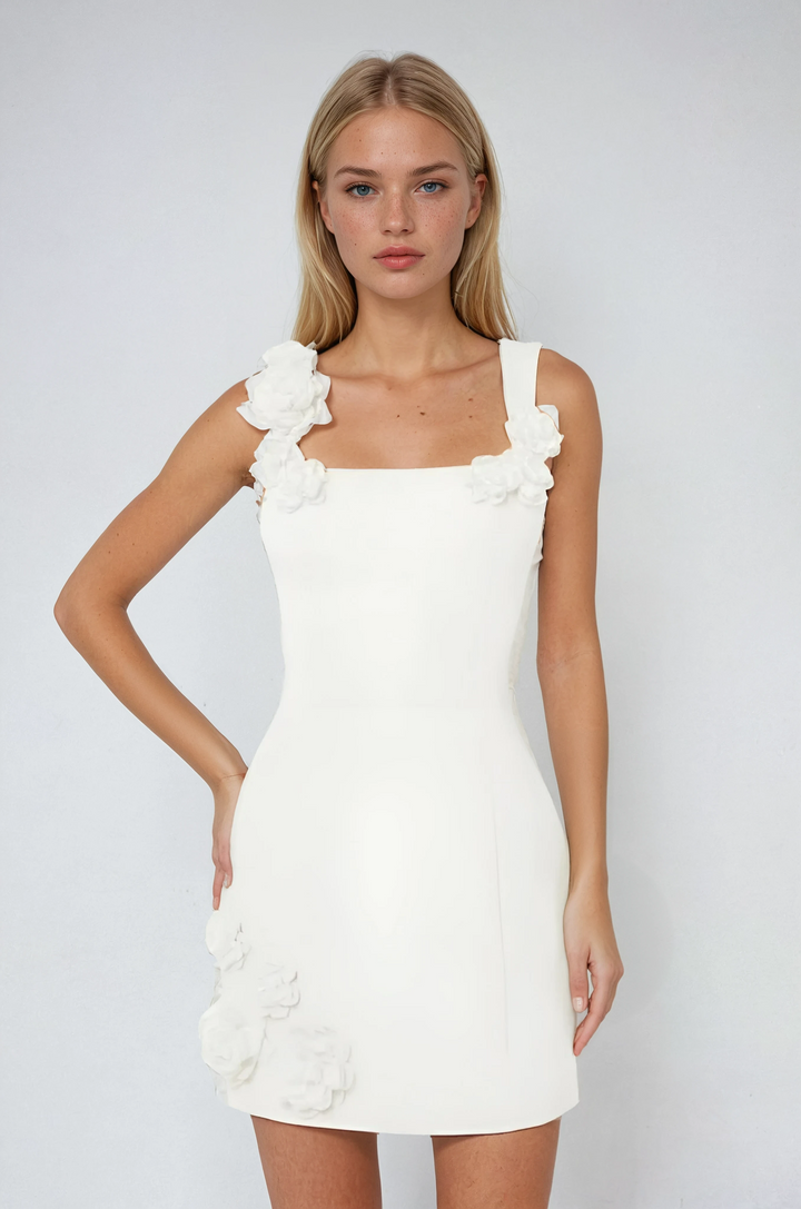 Damen Ärmelloses Minikleid mit quadratischem Ausschnitt