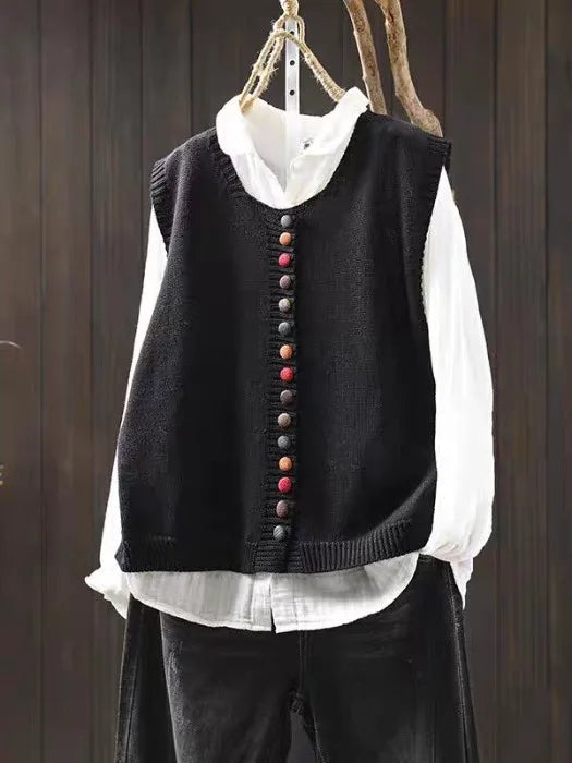 Die Rosalie | Strickweste mit Rundhalsausschnitt und langen Ärmeln