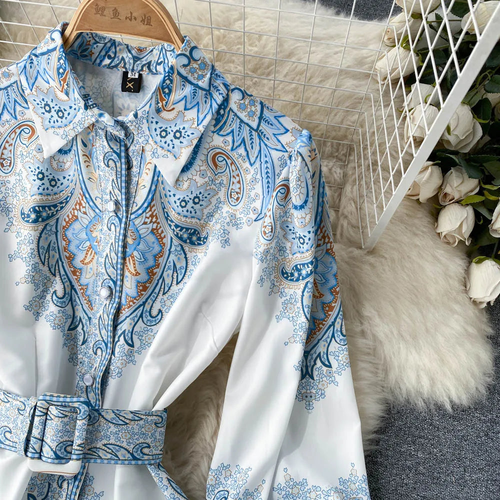 Floral A-Linienkleid für Damen mit schickem Gürtel-Detail