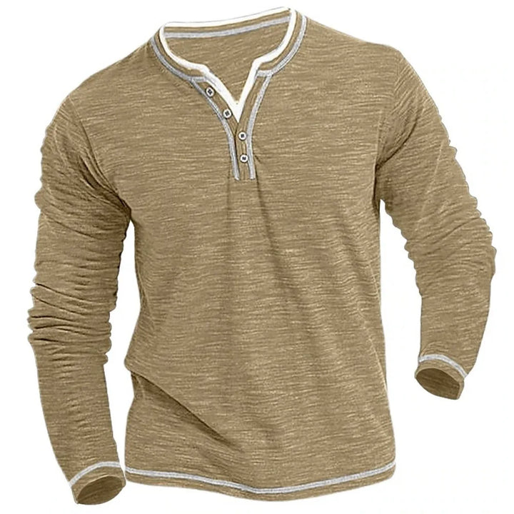 Denis | Bequemes V-Ausschnitt Langarmshirt für Herren mit langen Ärmeln