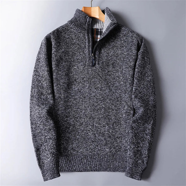 Brit und Boho I Quarter-Zip Pullover für Herren mit Stehkragen und langen Ärmeln