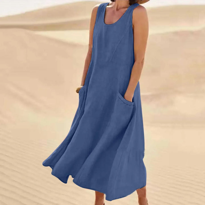Tina | Sommer Kleid für Damen mit Rundhalsausschnitt und langen Ärmeln