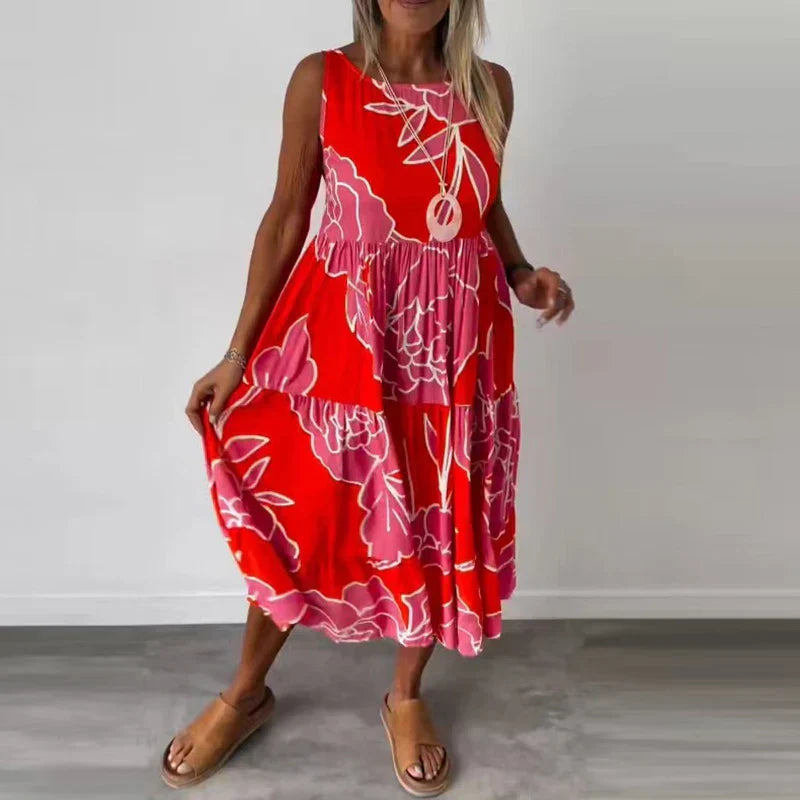 CAITLYN | Ärmelloses Maxikleid mit Blumenmuster