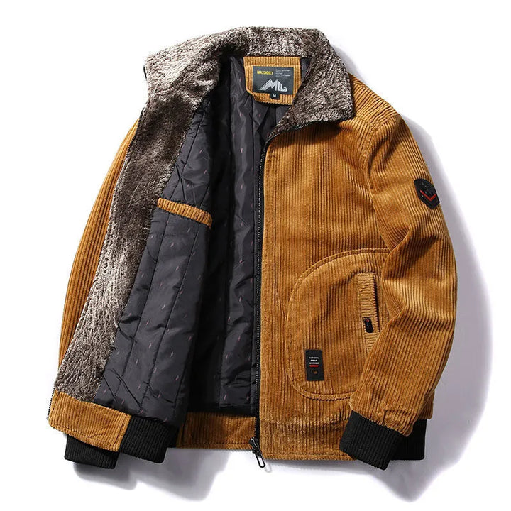 Herren Bomberjacke mit Taschen und Plüschkragen