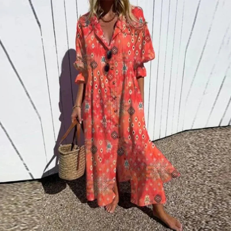 Diara | Luxe Frühling Bohemian Maxikleid für Damen mit Blumenmuster