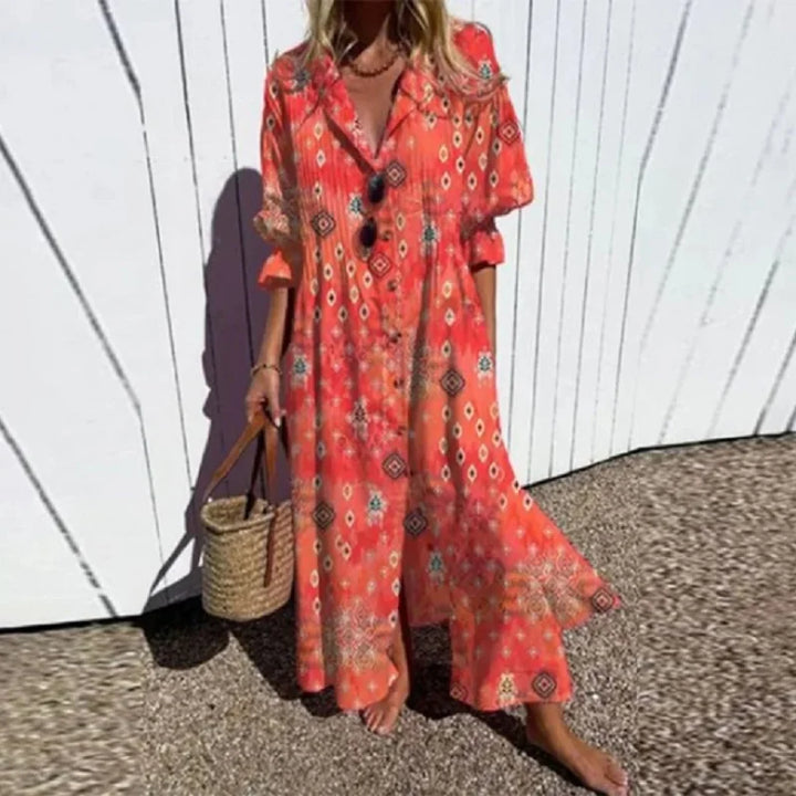 Diara | Luxe Frühling Bohemian Maxikleid für Damen mit Blumenmuster
