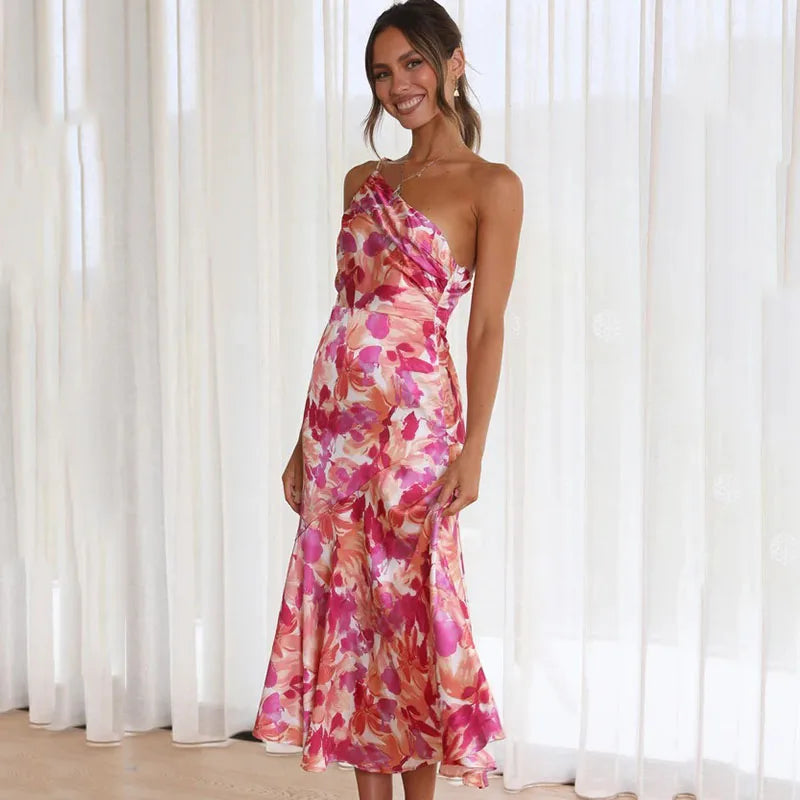Saar | Verfeinertes schulterfrei-Midikleid für Damen mit Blumenprint