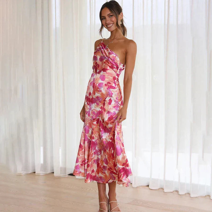 Saar | Verfeinertes schulterfrei-Midikleid für Damen mit Blumenprint