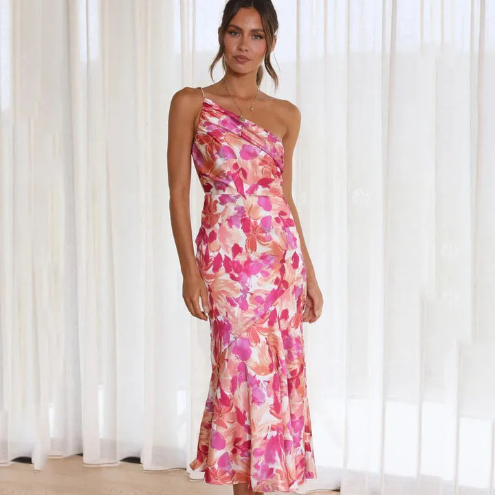 Saar | Verfeinertes schulterfrei-Midikleid für Damen mit Blumenprint