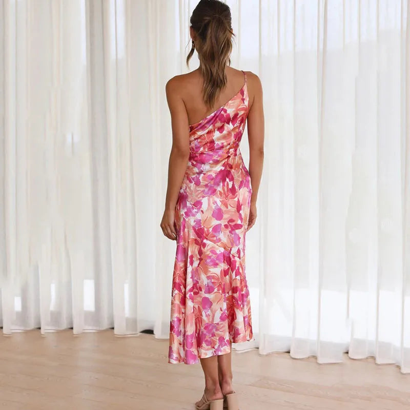 Saar | Verfeinertes schulterfrei-Midikleid für Damen mit Blumenprint