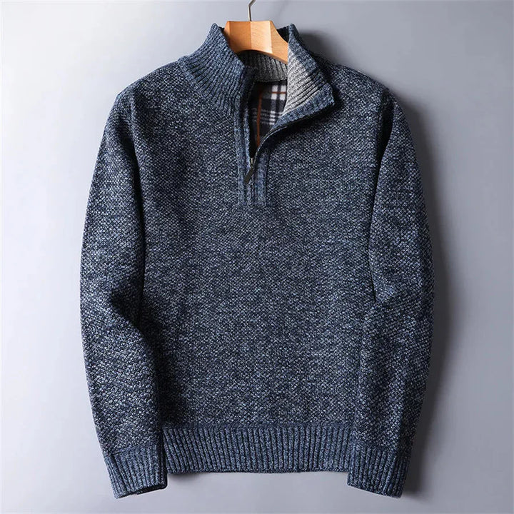 Brit und Boho I Quarter-Zip Pullover für Herren mit Stehkragen und langen Ärmeln