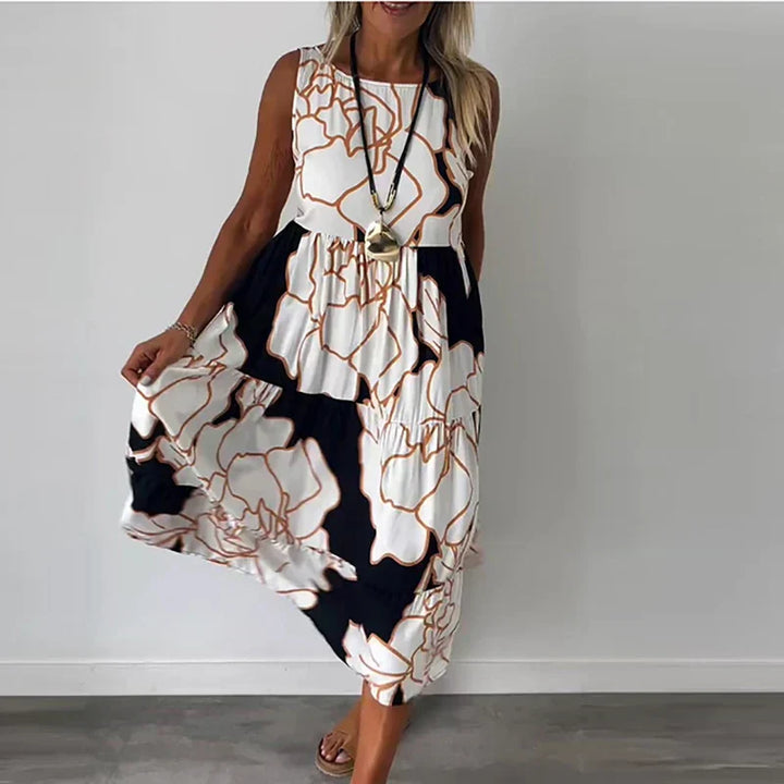 CAITLYN | Ärmelloses Maxikleid mit Blumenmuster