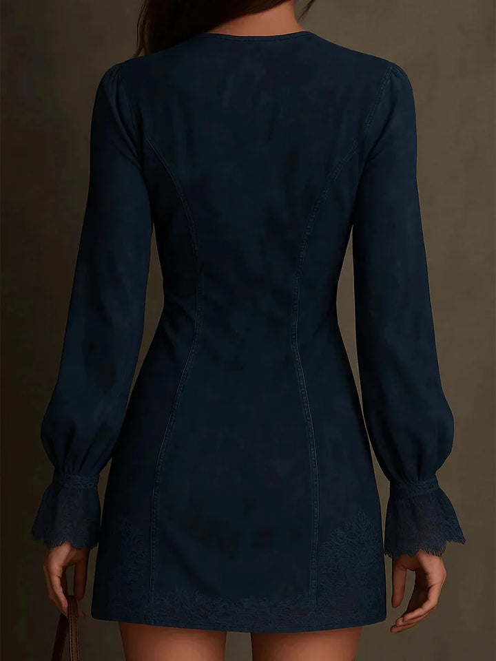 Schickes kurzes Wildleder-Lace-Kleid | Elegant und Feminin für Damen