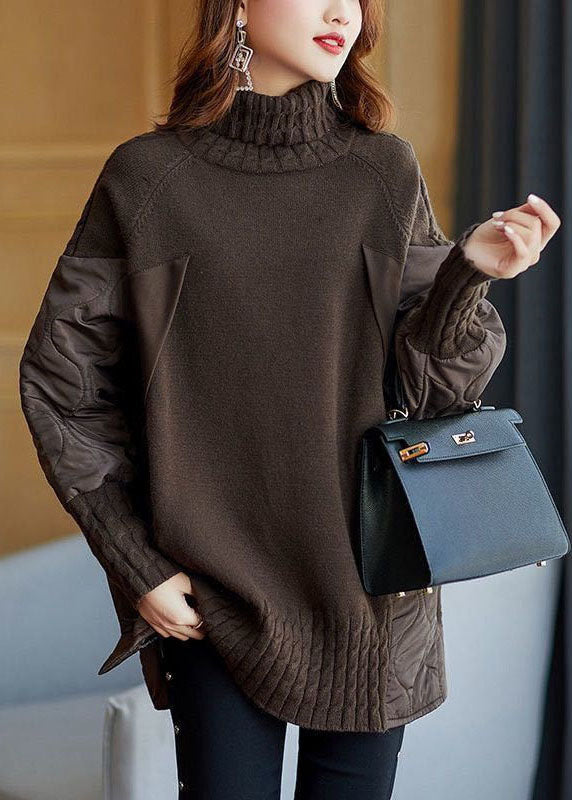 Hailey | Einfacher Patchwork-Pullover für Damen mit Rollkragen